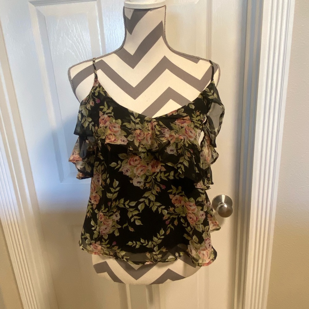 Womens tank top with off the shoulder ruffles